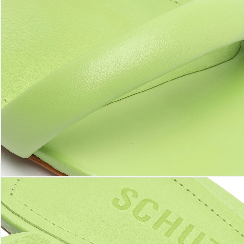 Schutz Ully Lo Nappa Leather Sandal in Lime Green